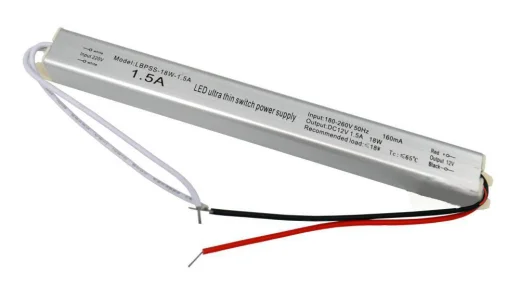 Блок питания 12V 18W 1,5A IP20 Slim Металлический корпус, ультратонкий