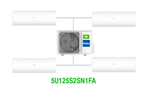 Комплект на 4 комнаты по 20, 25, 25, 35 м² мульти-сплит системы Haier 5U125S2SN1FA