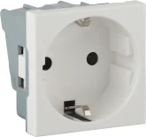 Розетка модульная с з/к и шторками размер 45х45 мм белая Ruvinil (уп. 10 шт)