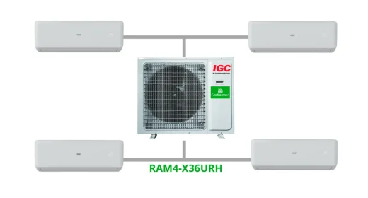 Комплект на 4 комнаты по 20, 20, 20, 55 м² мульти-сплит системы IGC RAM4-X36URH