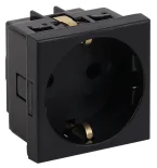 Розетка модульная с з/к и шторками размер 45х45 мм черная Ruvinil (уп. 10 шт)