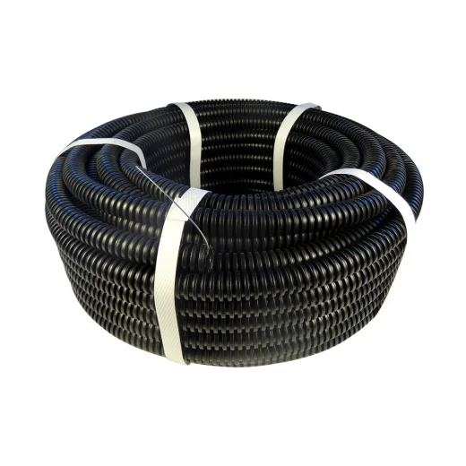 Труба гофрированная ПНД d20мм легкая с протяжкой черн, 1м.