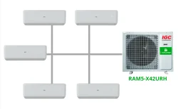 Комплект на 5 комнат по 20, 20, 25, 25, 25 м² мульти-сплит системы IGC RAM5-X42URH