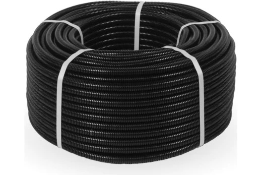 Труба гофрированная ПНД d25мм легкая с протяжкой черн, 1м.