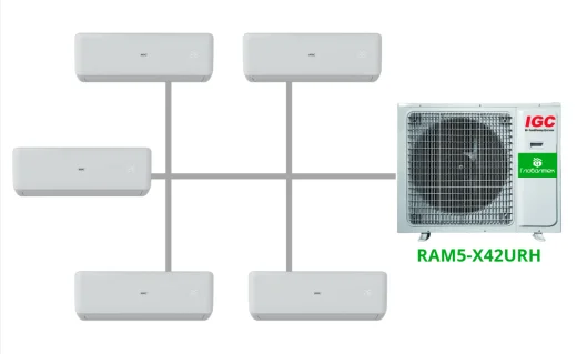Комплект на 5 комнат по 20, 20, 20, 25, 25 м² мульти-сплит системы IGC RAM5-X42URH
